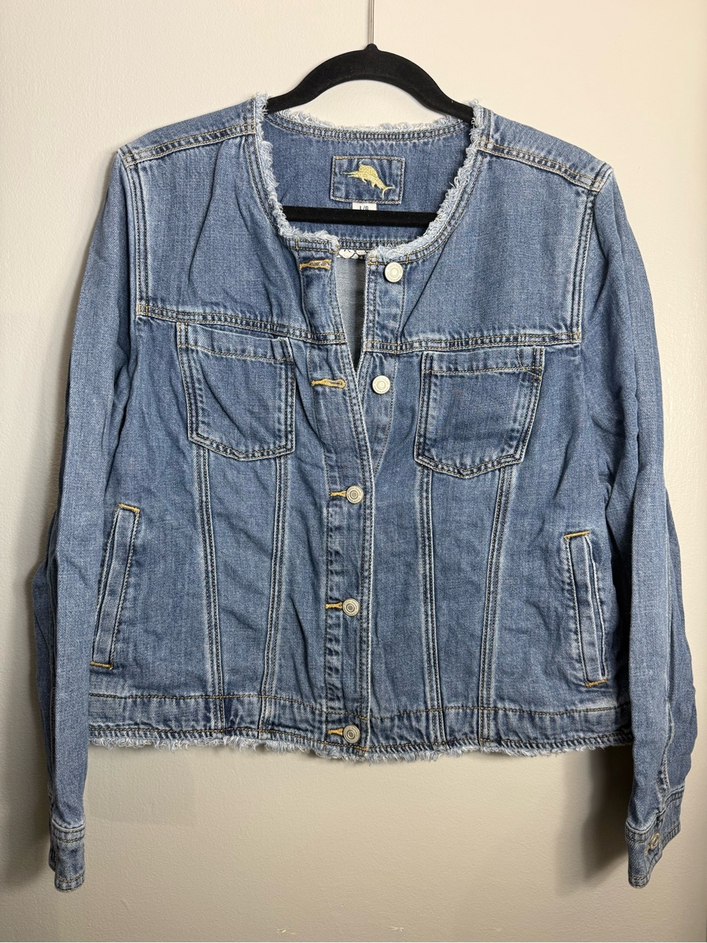 Tommy Bahama Light Blue Collarless Denim Jacket